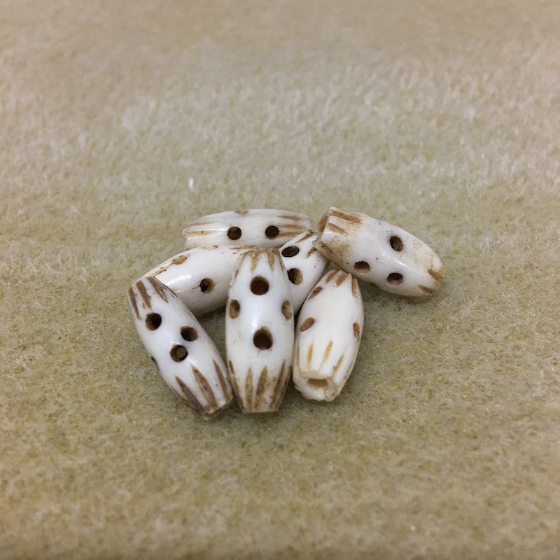 16x7mm Barrel Beads (25) - (Tapered Ends) - Vintage Bone Beads