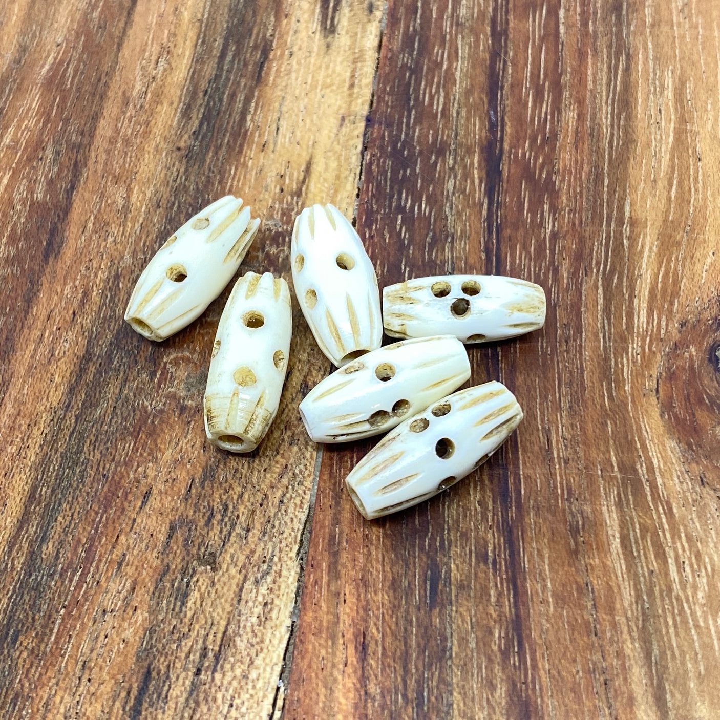 16x7mm Barrel Beads (25) - (Tapered Ends) - Vintage Bone Beads