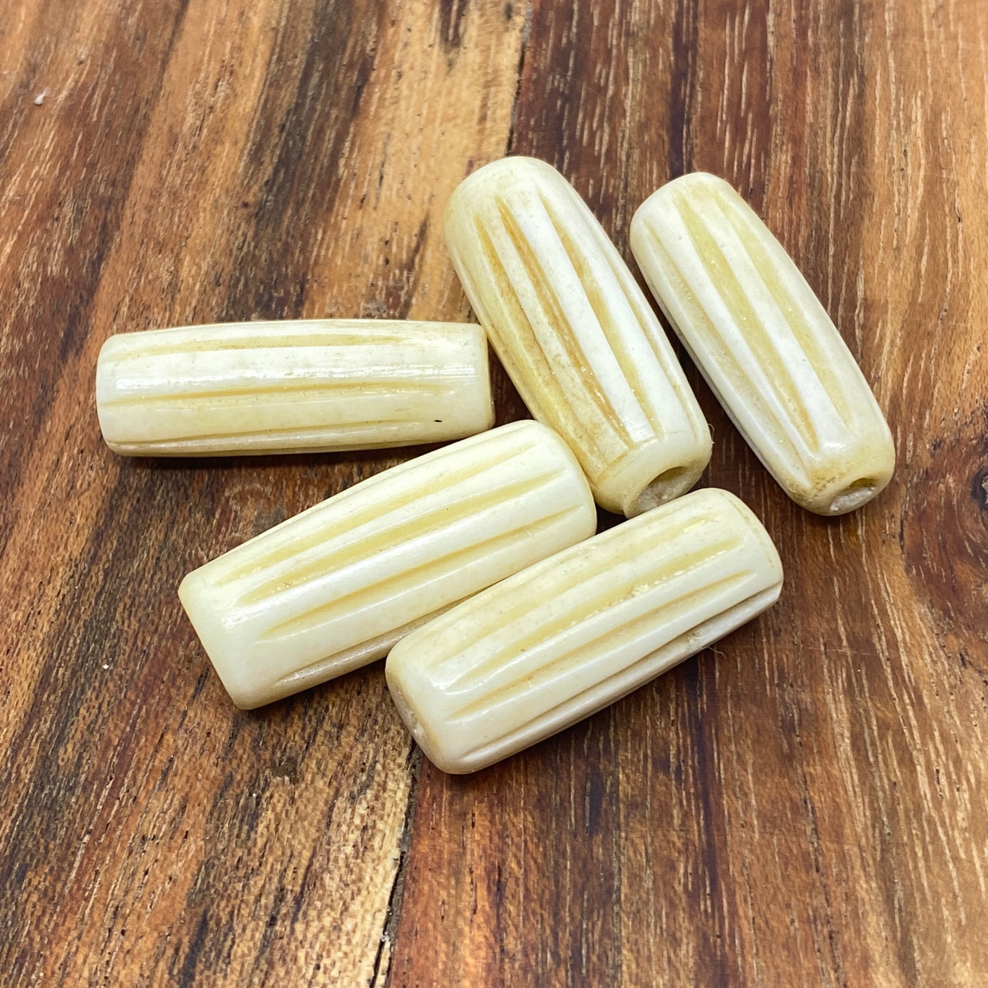 25x8mm Tube Bead (10) - Vintage Bone Beads