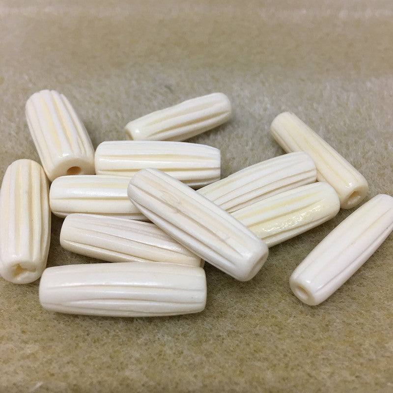 25x8mm Tube Bead (10) - Bone