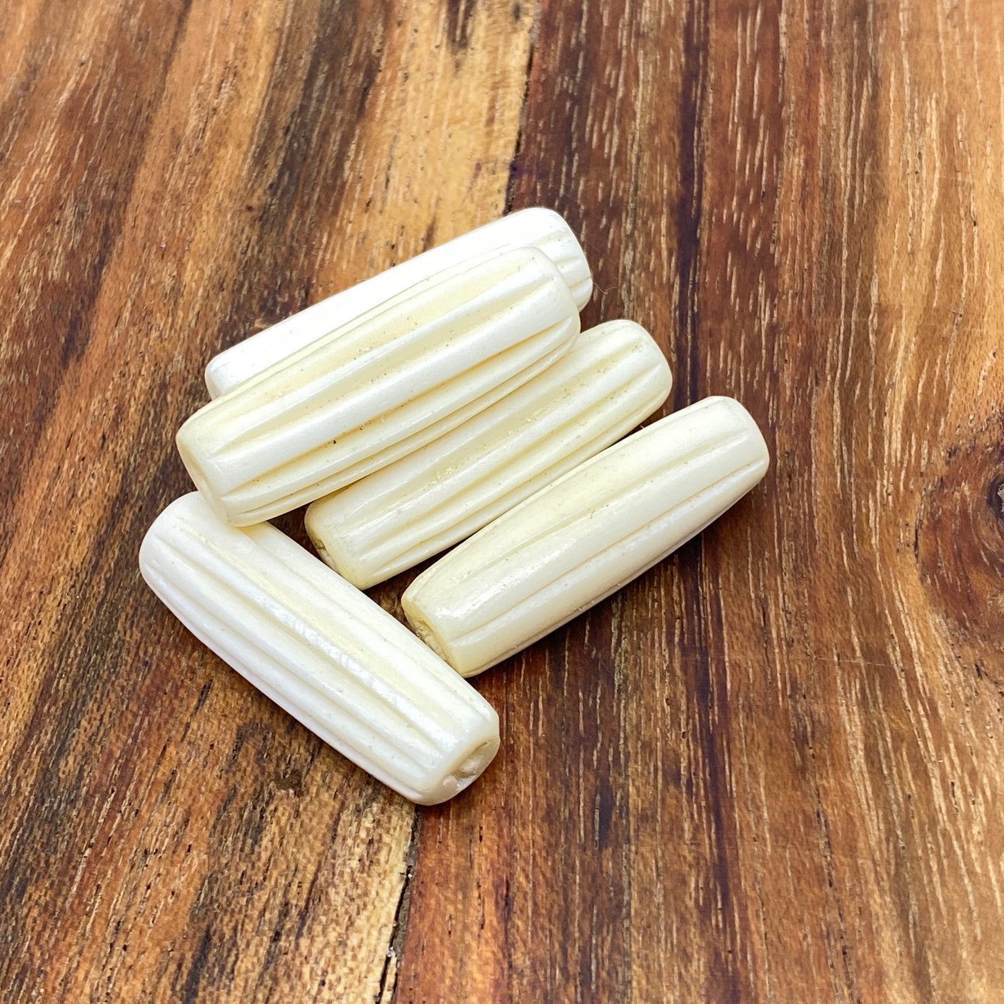25x8mm Tube Bead (10) - Bone