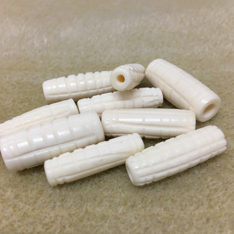 23x8mm Tube Bead (10) - Bone