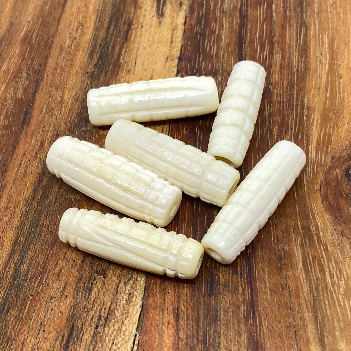 23x8mm Tube Bead (10) - Bone