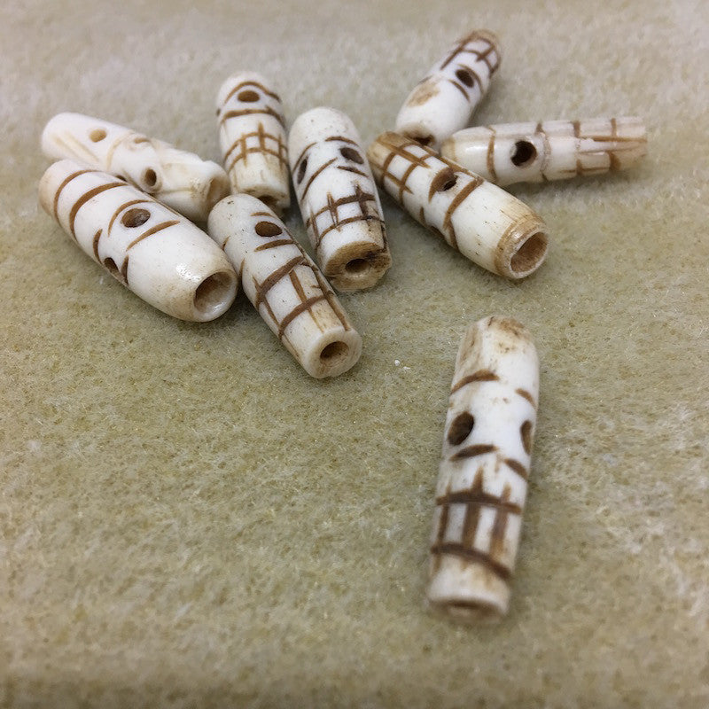 25x8mm Skull Bead (10) - Vintage Bone Beads