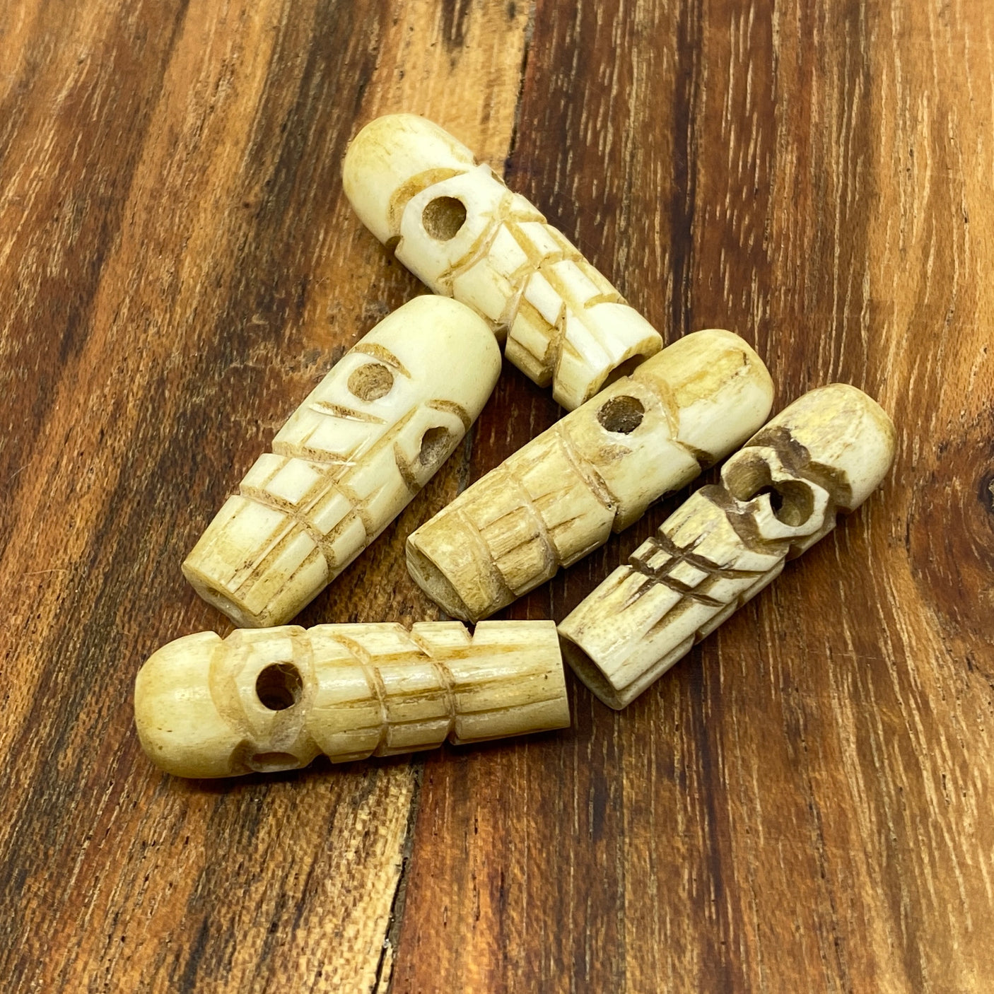 25x8mm Skull Bead (10) - Vintage Bone Beads