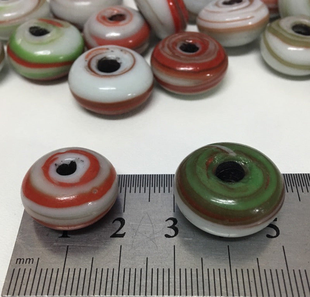 9x18mm Wheel (5) - Multi Colours - Glass Vintage Replica Trade Beads