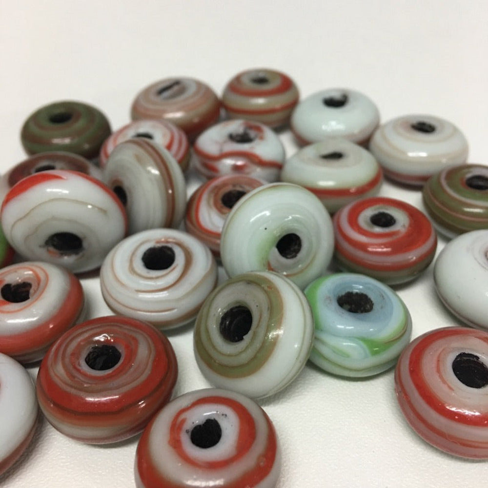 9x18mm Wheel (5) - Multi Colours - Glass Vintage Replica Trade Beads