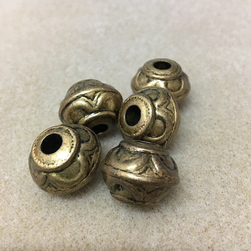 15x19mm Rondelle (10) - Ancient Gold - Moroccan Style Vintage Beads
