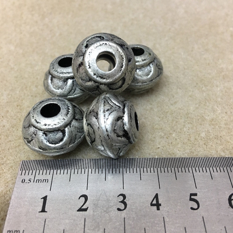 15x19mm Rondelle (10) - Pewter - Moroccan Style Vintage Beads