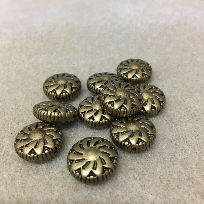 18x6mm Coin (10) - Ancient Gold - Moroccan Style Vintage Beads - Bead Shack