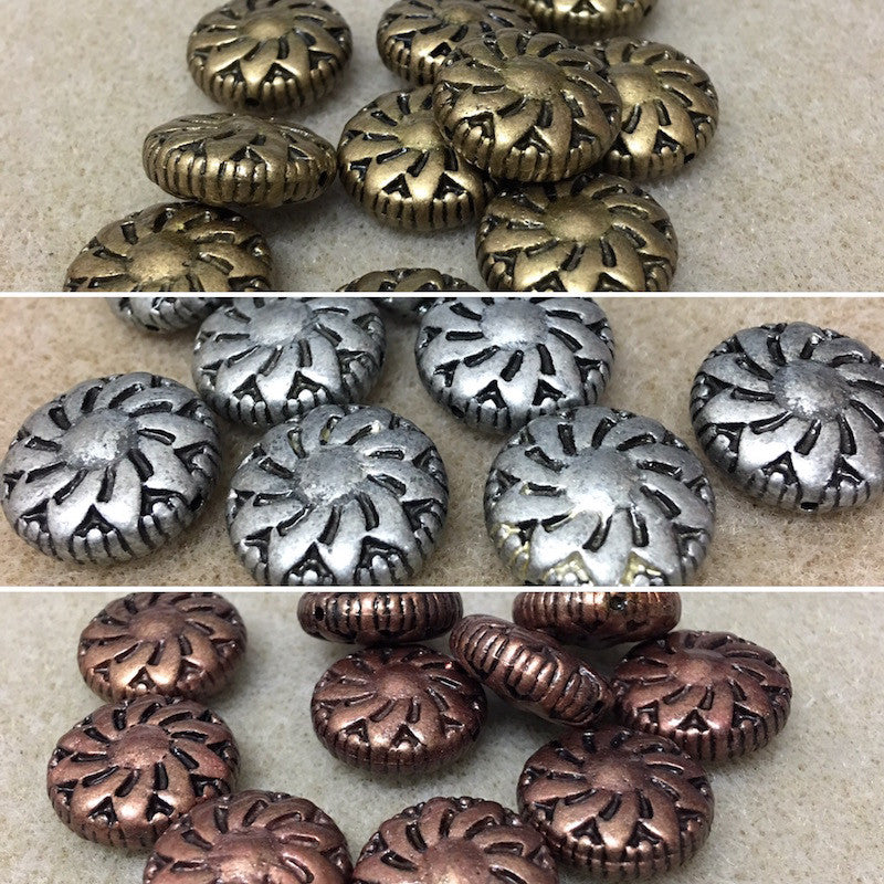 18x6mm Coin (10) - Pewter - Moroccan Style Vintage Beads
