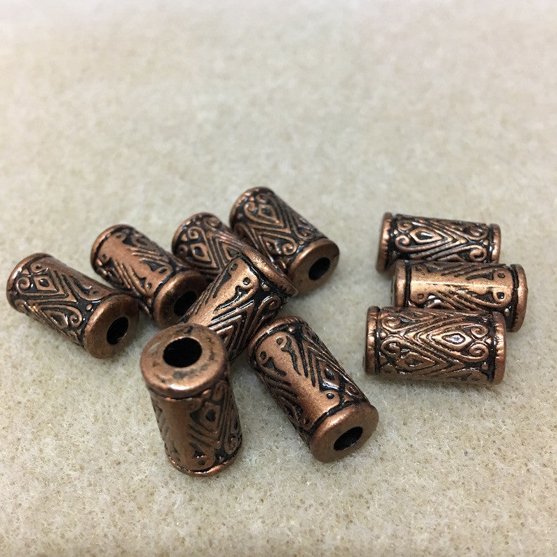 17x9mm Tube Moroccan Beads (25) - Ancient Brass - Bead Shack
