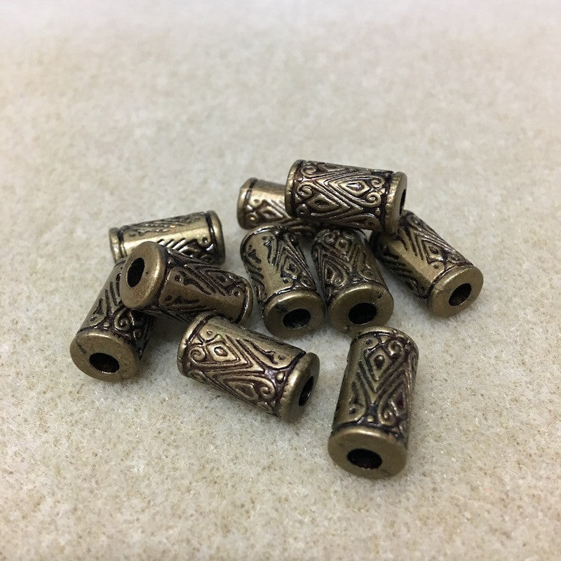 17x9mm Tube (25) - Ancient Gold - Moroccan Style Vintage Beads