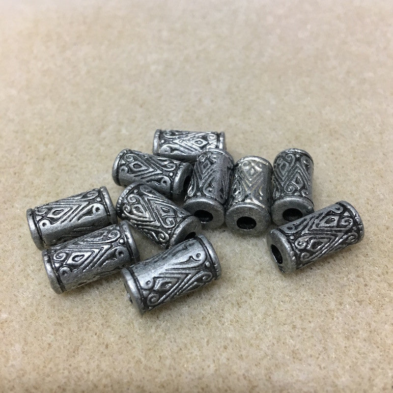 17x9mm Tube (25) - Pewter - Moroccan Style Vintage Beads