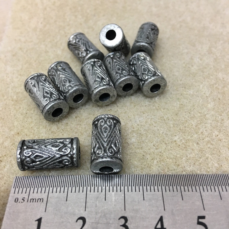 17x9mm Tube (25) - Pewter - Moroccan Style Vintage Beads