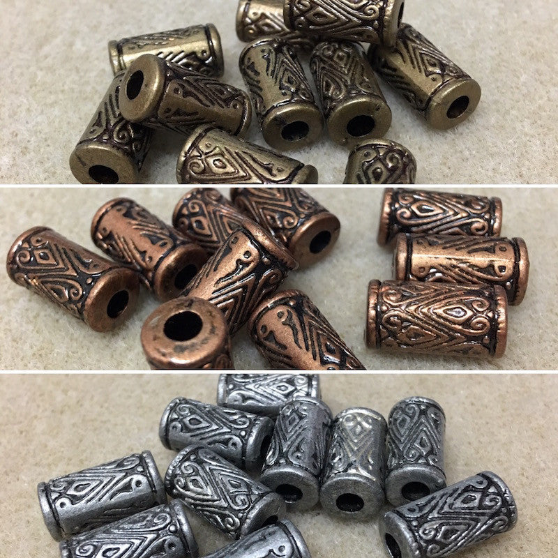 17x9mm Tube Moroccan Beads (25) - Ancient Brass - Bead Shack