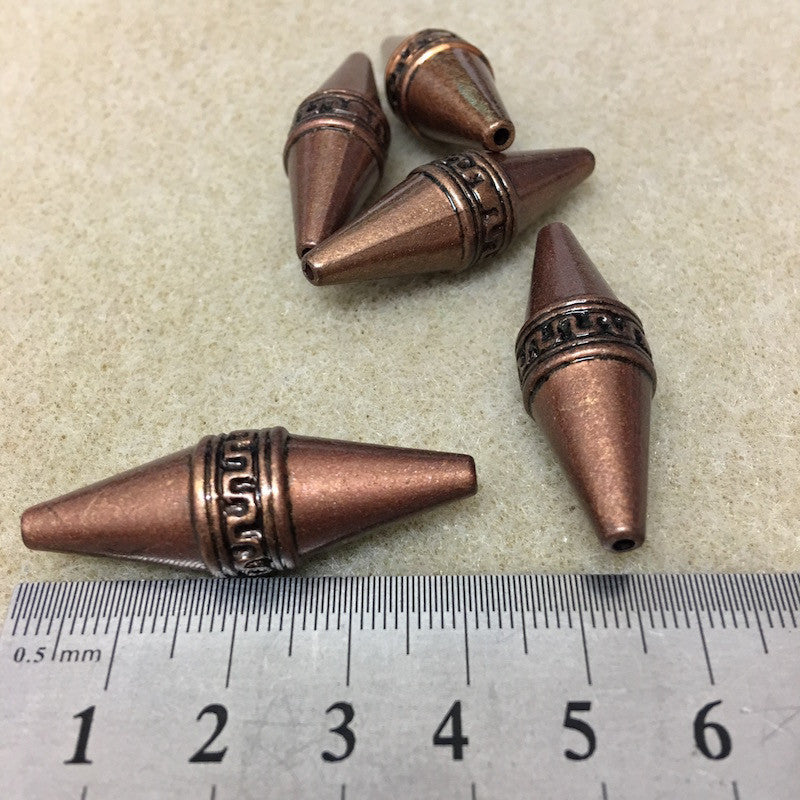 40x13mm Elongated Bicone (10) - Ancient Brass - Moroccan Style Vintage Beads - Bead Shack