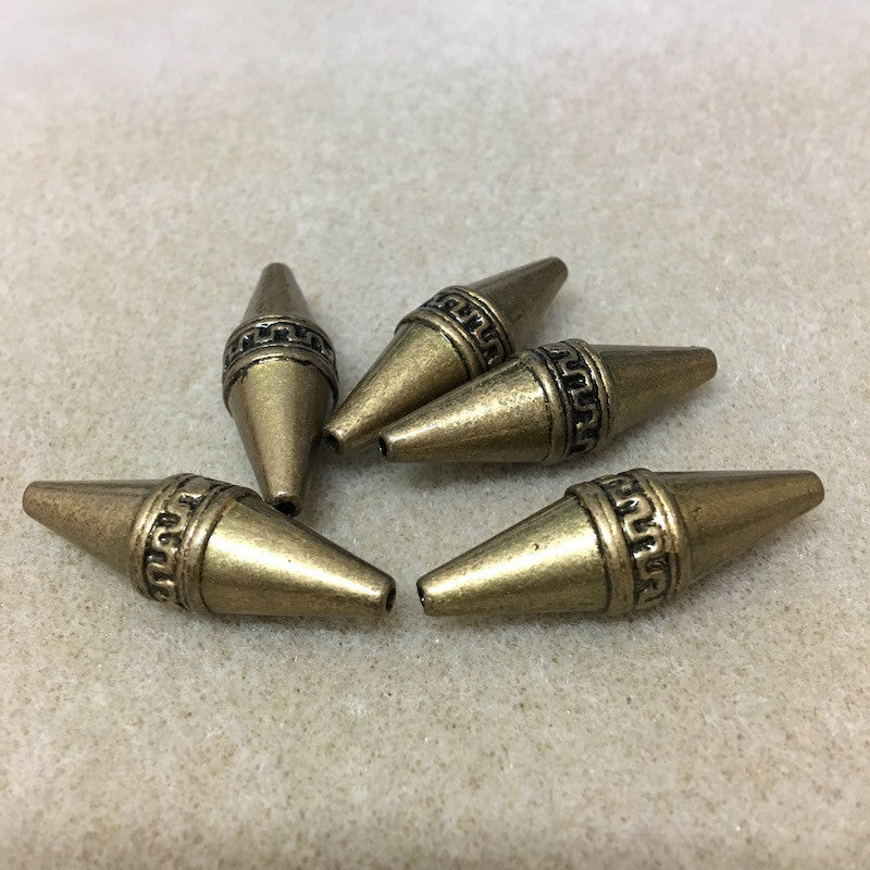 40x13mm Elongated Bicone (10) - Ancient Gold - Moroccan Style Vintage Beads