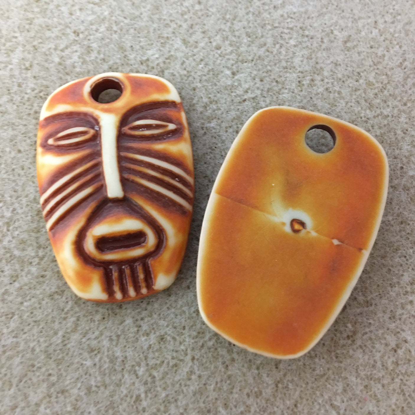 Acrylic Tribal Pendants (Brown) - Oblong Face