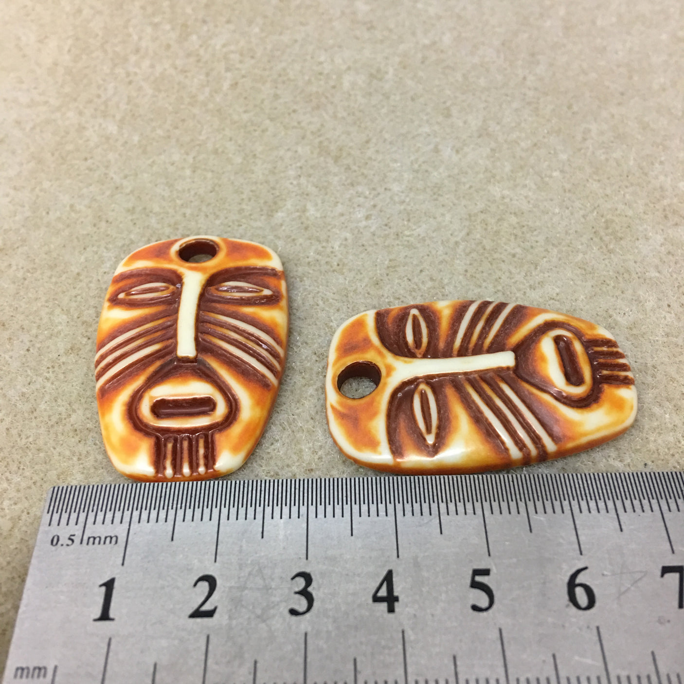 Acrylic Tribal Pendants (Brown) - Oblong Face