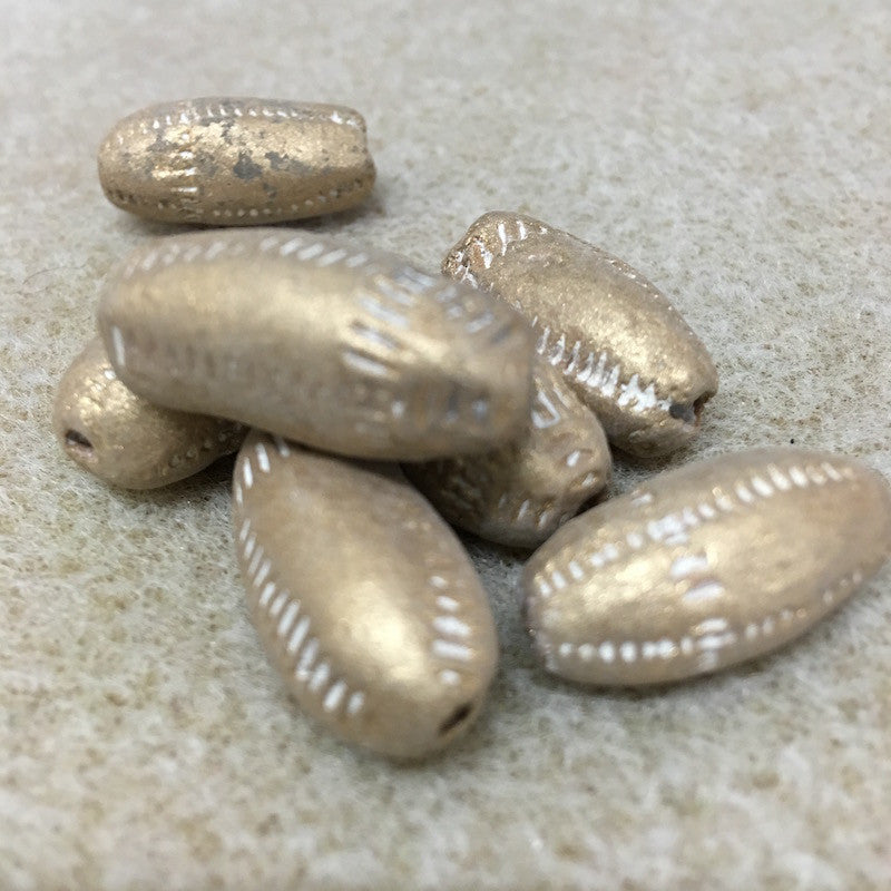 20~25mm Capsule (10) - Antique Light Gold - Vintage Clay Beads