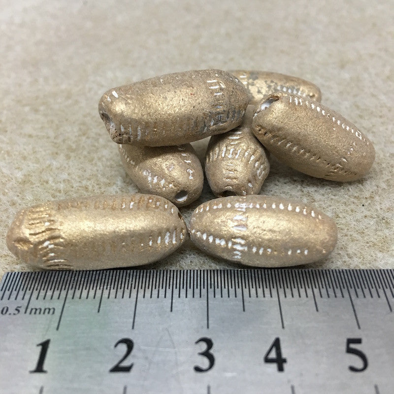 20~25mm Capsule (10) - Antique Light Gold - Vintage Clay Beads