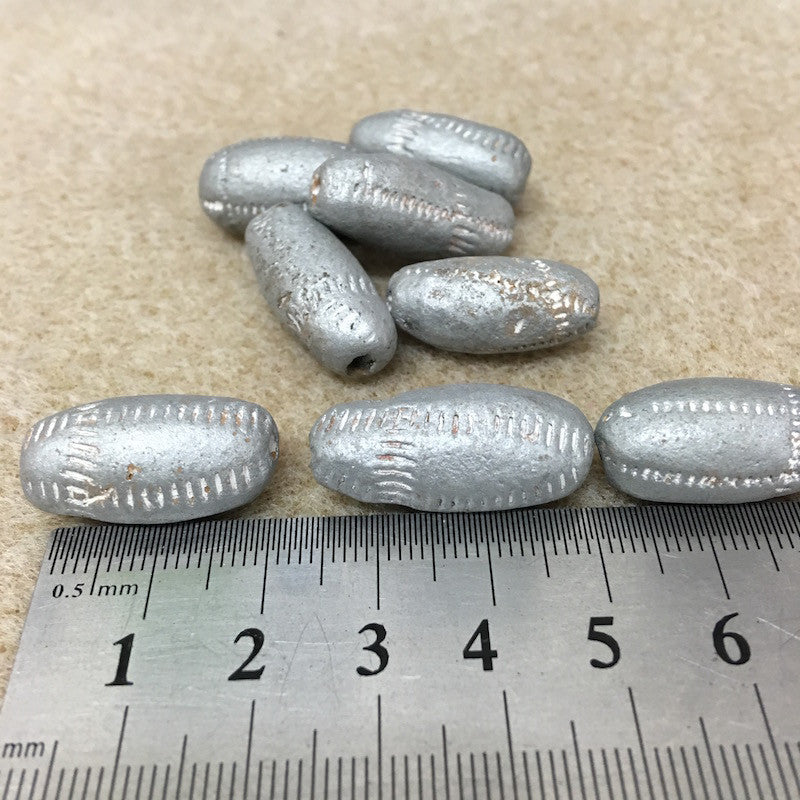20~25mm Capsule (10) - Antique Light Silver - Vintage Clay Beads