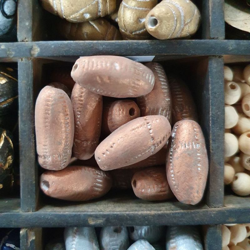 20~25mm Capsule (10) - Antique Light Copper - Vintage Clay Beads