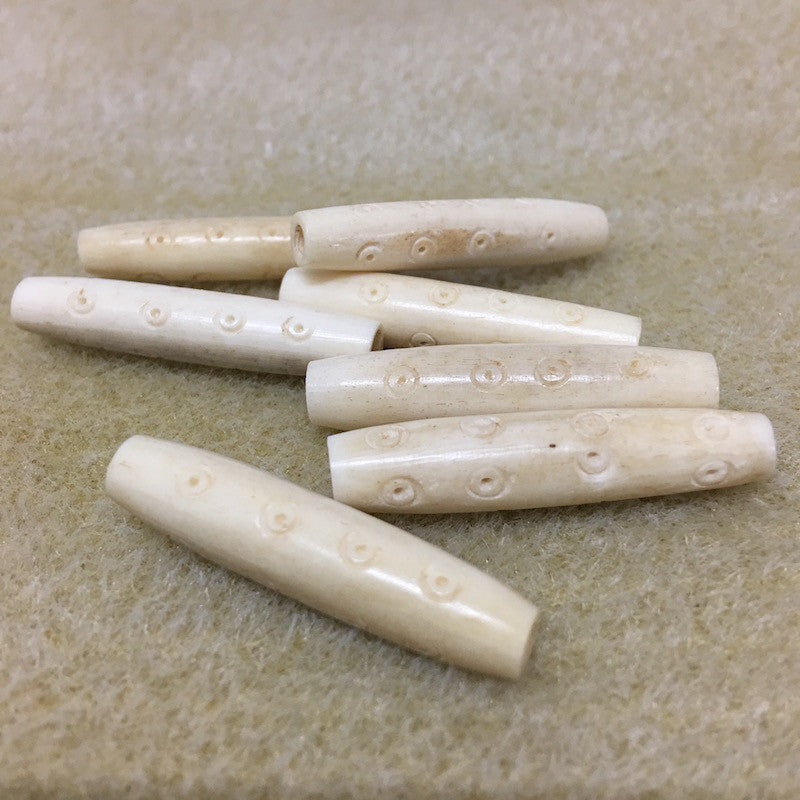 31x6mm Hair Pipe Bead (10) - Vintage Bone Beads