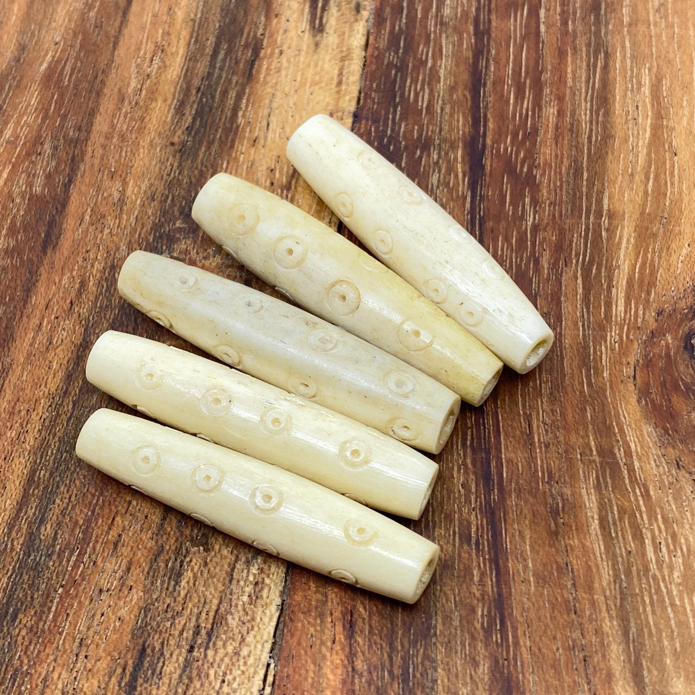 31x6mm Hair Pipe Bead (10) - Vintage Bone Beads