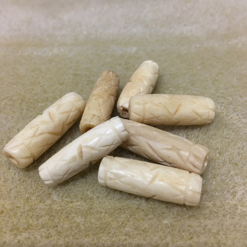 23x8mm Tube Bead (10) - Vintage Bone Beads