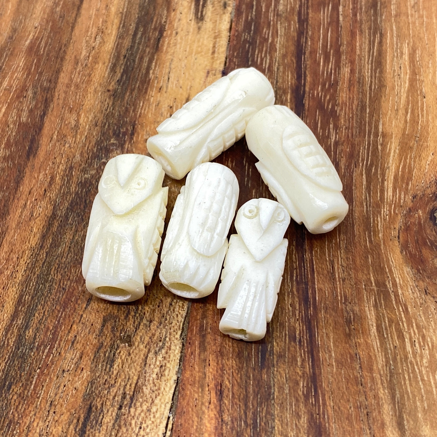 20x10mm Owl Bead (10) - Vintage Bone Beads