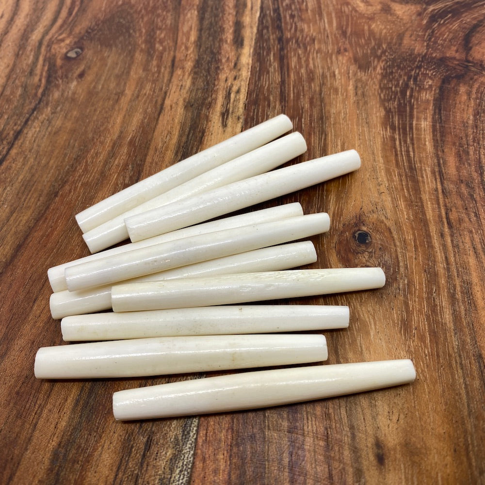 66x7mm Hair Pipe Bead (10) - Vintage Bone Beads
