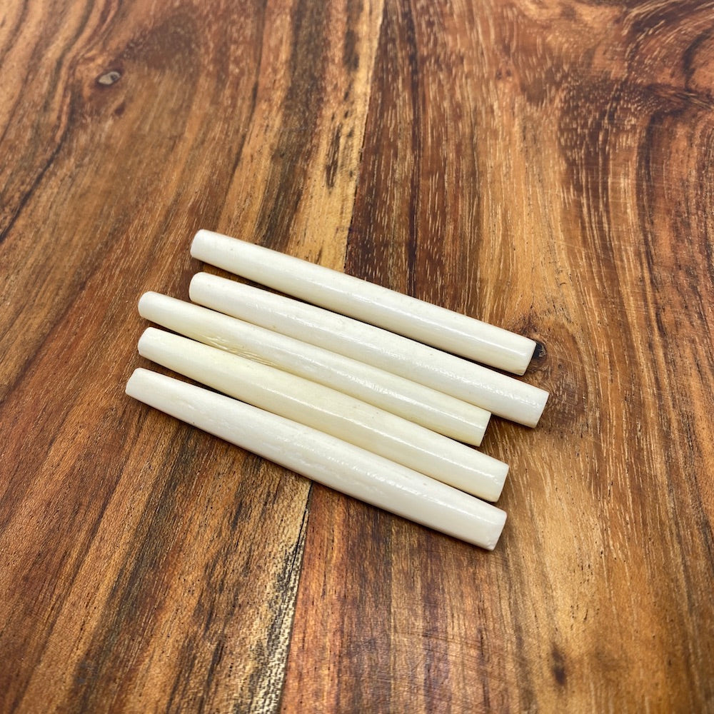 66x7mm Hair Pipe Bead (10) - Vintage Bone Beads