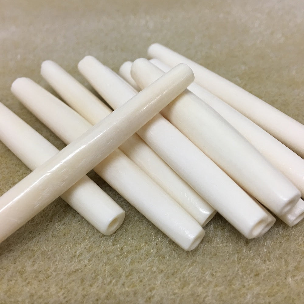 66x7mm Hair Pipe Bead (10) - Vintage Bone Beads