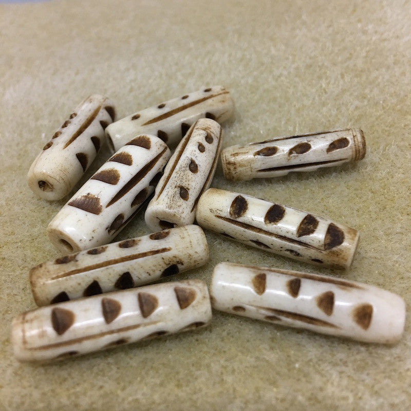 26x8mm Tube Bead (10) - Vintage Bone Beads