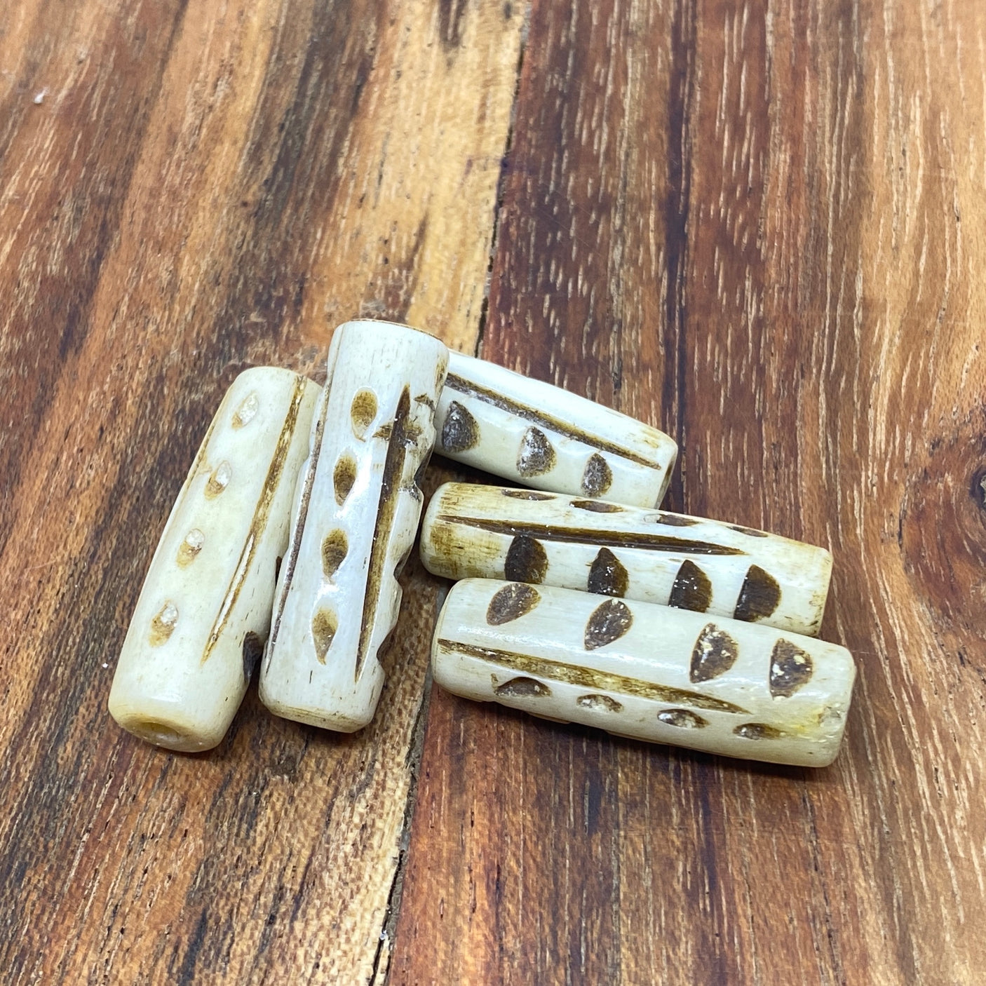 26x8mm Tube Bead (10) - Vintage Bone Beads