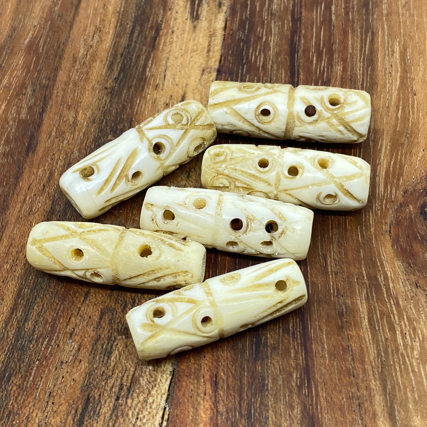 25x8mm Tube Bead (10) - Vintage Bone Beads