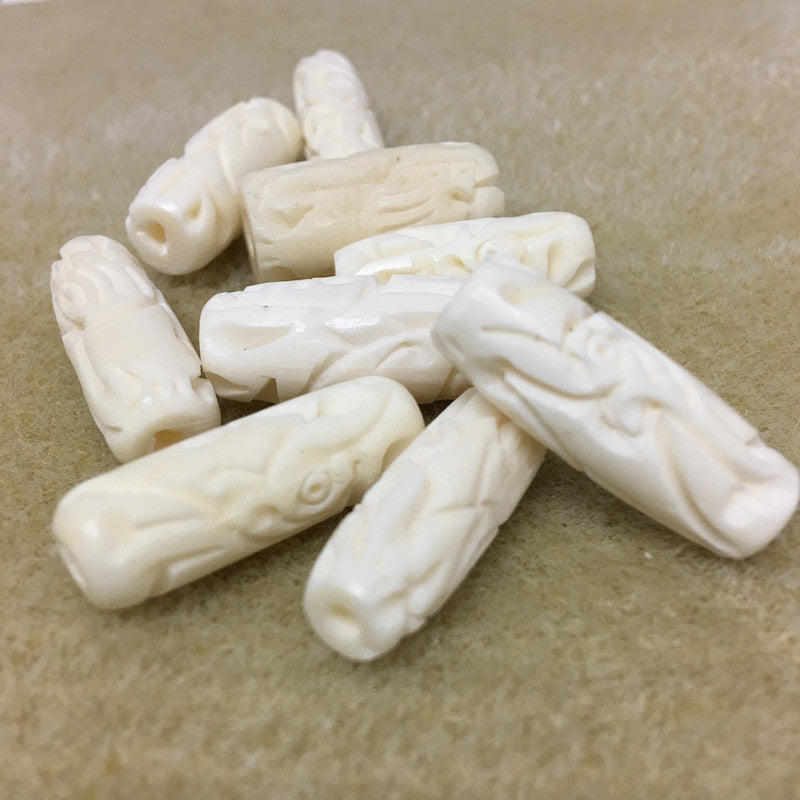 24x8.5mm Tube Bead (10) - Vintage Bone Beads