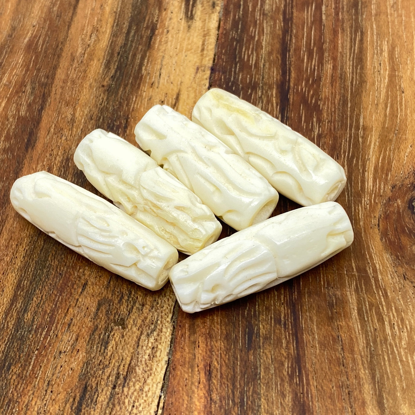24x8.5mm Tube Bead (10) - Vintage Bone Beads