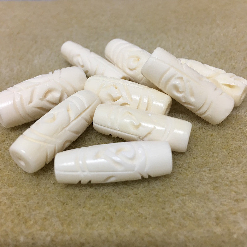 25x6mm Tube Bead (10) - Vintage Bone Beads