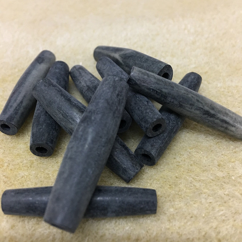 38x8mm Hair Pipe Bead (10) - Black - Vintage Bone Beads