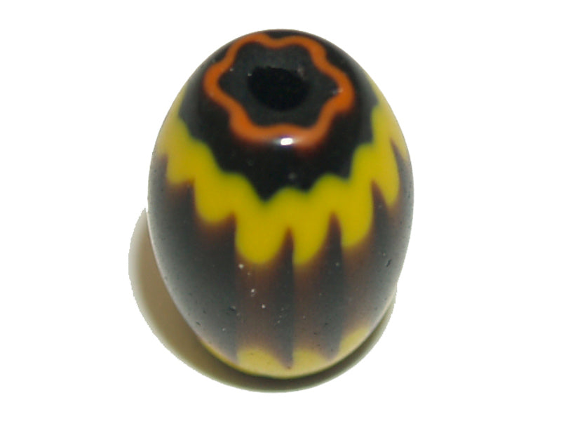 13x8~9mm Oval (10) - Aubergine & Yellow - Vintage Chevron Glass Beads