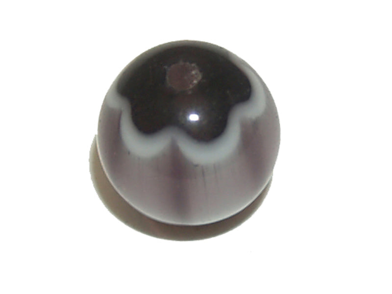 6mm Round (25) - Mauve & Black - Vintage Chevron Glass Beads