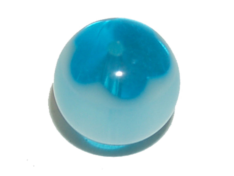 6mm Round (25) - Aqua & White - Vintage Chevron Glass Beads