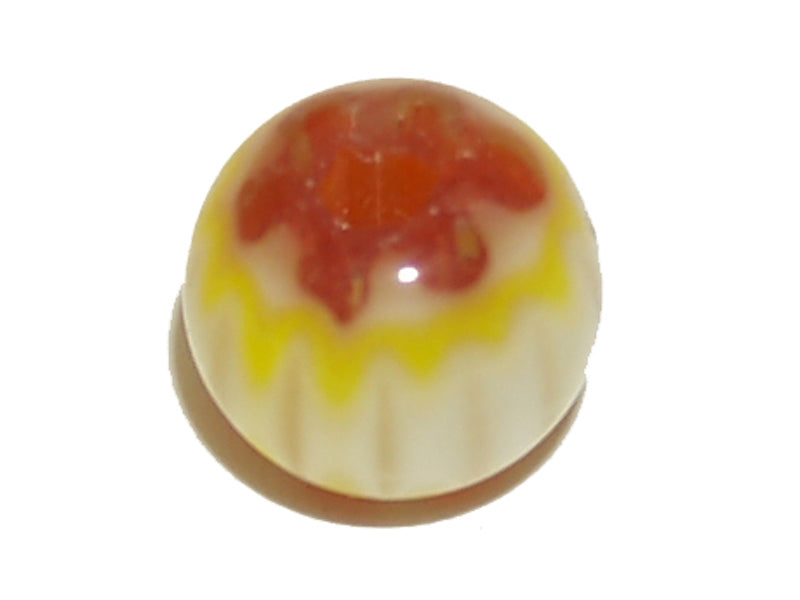 6mm Round (25) - Yellow & Red - Vintage Chevron Glass Beads