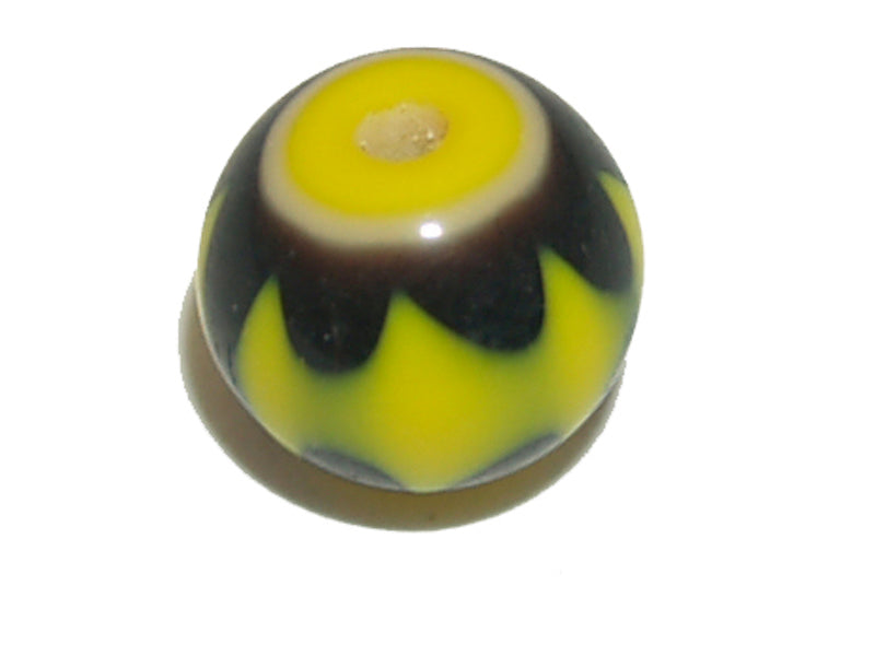 6mm Round (25) - Aubergine & Yellow - Vintage Chevron Glass Beads