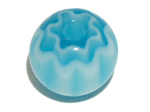 8mm Round (25) - Aqua & White - Vintage Chevron Glass Beads