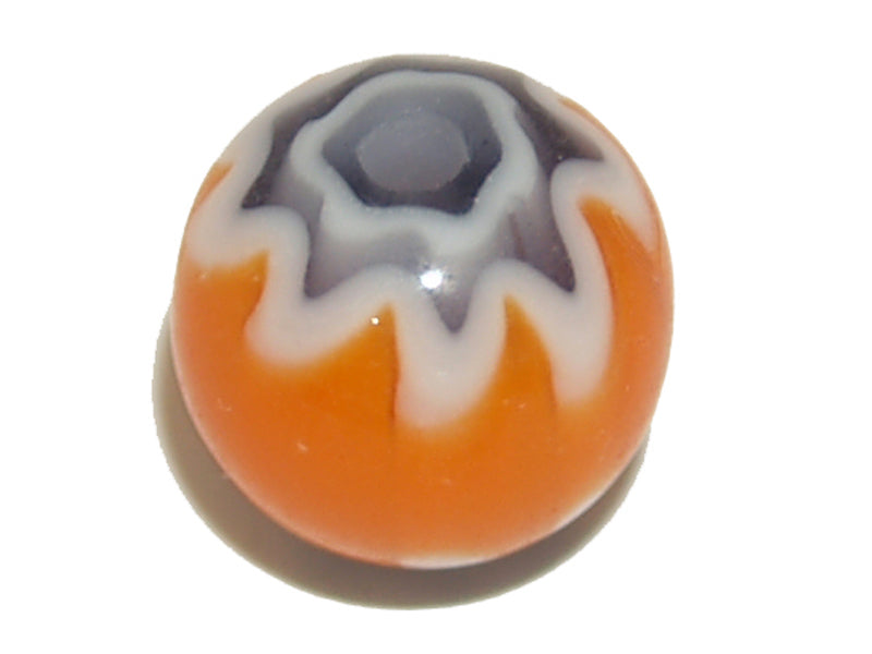 8mm Round (25) - Orange & Black & White - Vintage Chevron Glass Beads