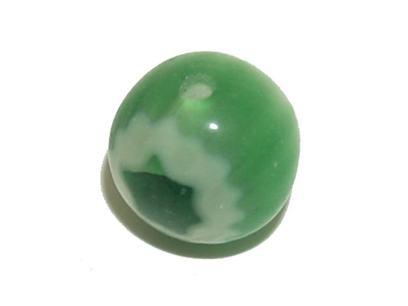 6mm Cross Drilled Round (25) - Lt Green & Dk Green- Vintage Chevron Glass Beads